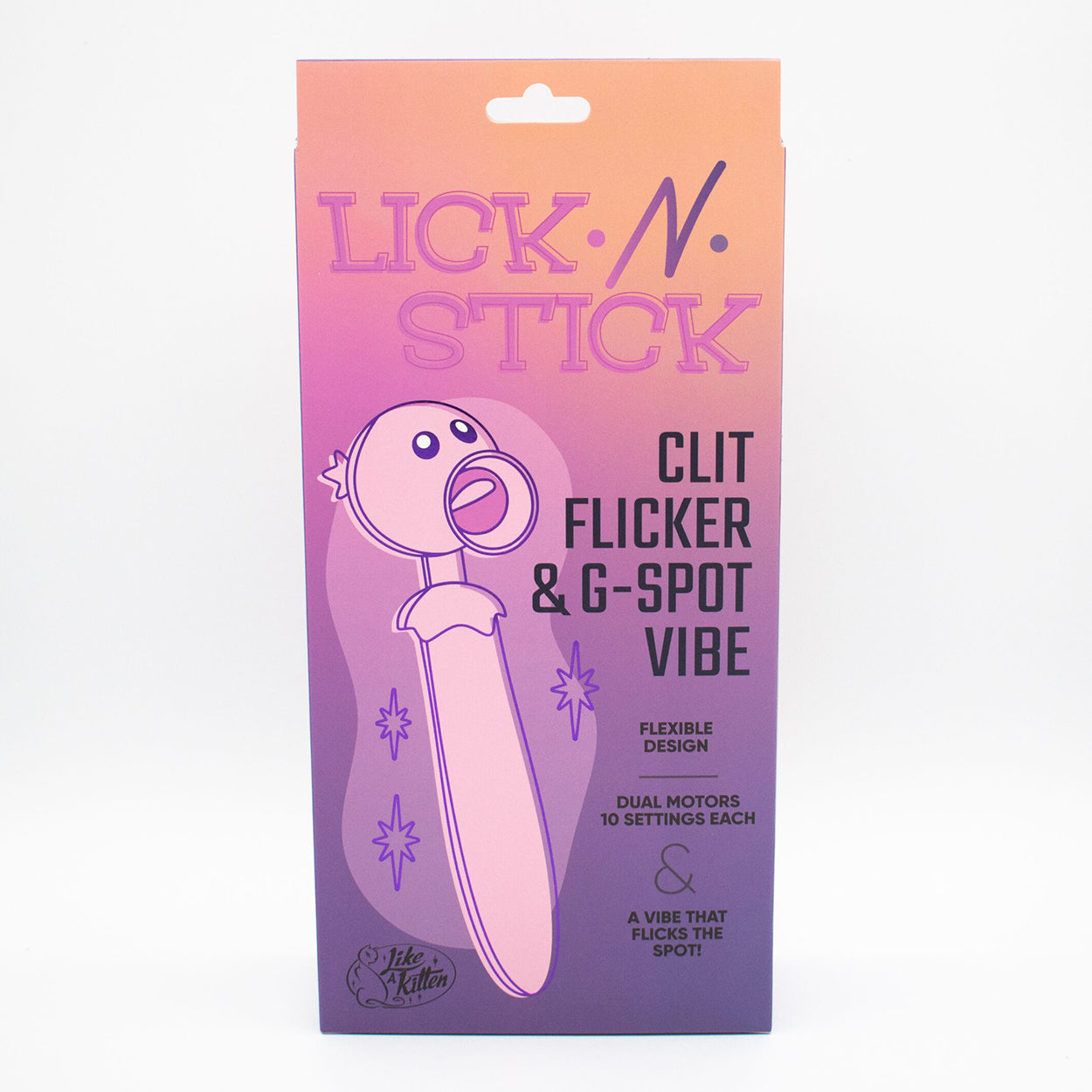 Lick N Stick Dual-Ended Vibrator | Flickering Tongue & G-Spot Like a Kitten Lick N Stick Dual-Ended Vibrator | Flickering Tongue & G-Spot Like a Kitten